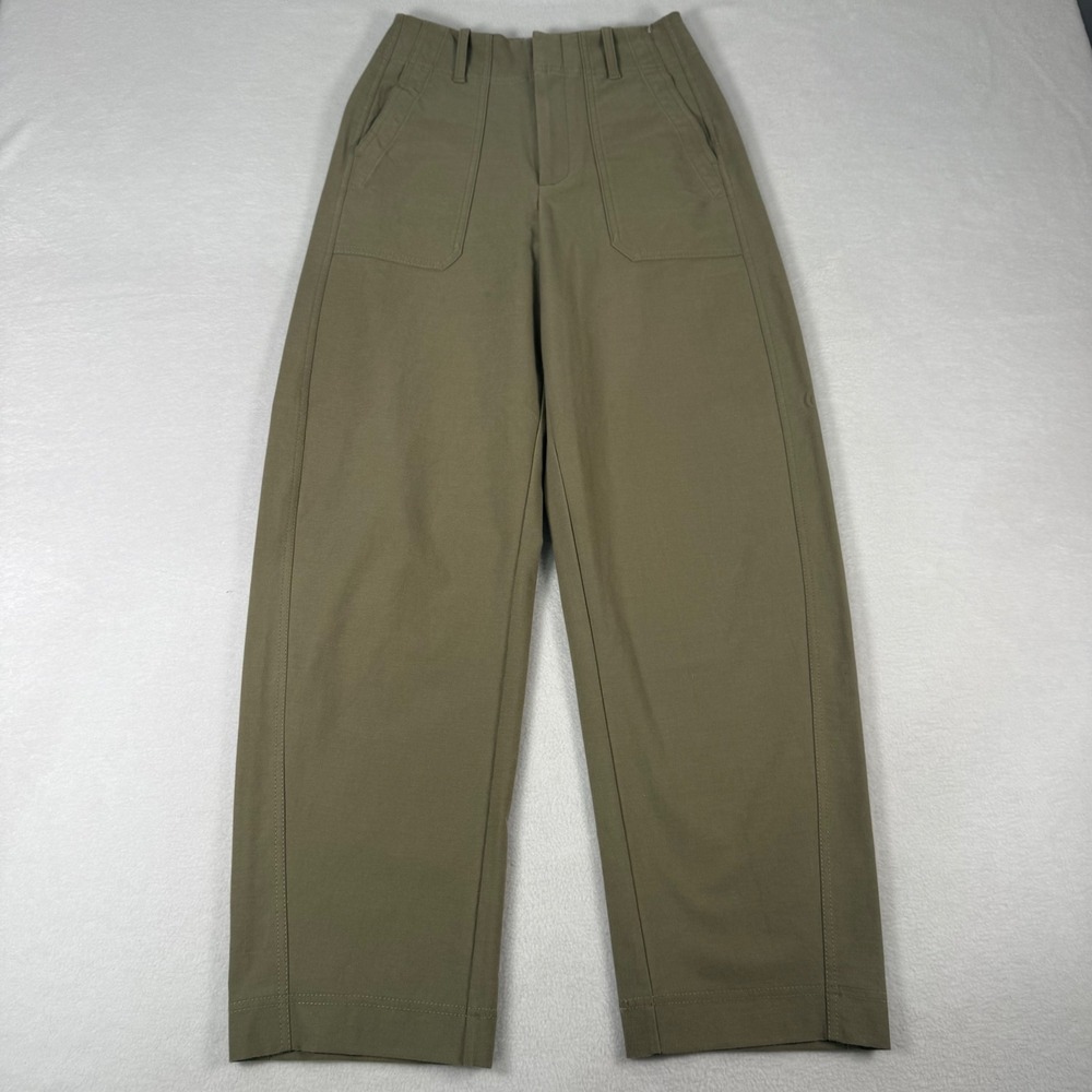 Athleta Wide Leg Utility‎ Pants Womens 0 Tall Olive Green Stretch Gorpcore Cargo
